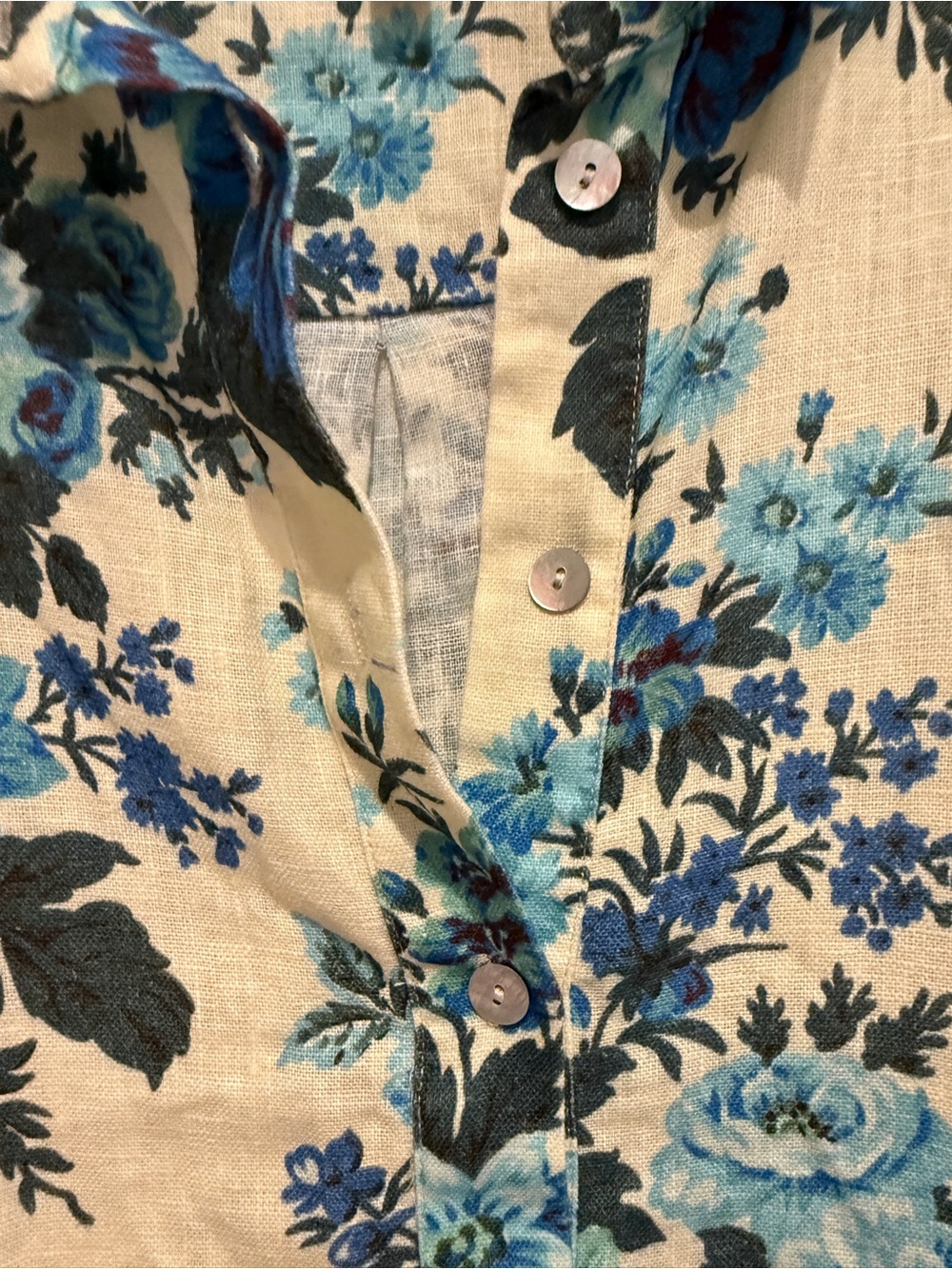 Tuckernuck Linen Floral Ruffle Skirt Blue Cream Dress NWOT XL - Picture 8 of 9